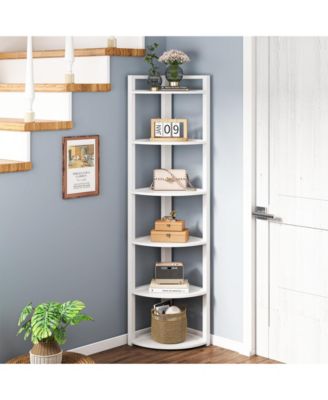 70.9 Inch Tall Corner Bookshelf Small Bookcase Rustic Corner Shelving Unit Storage Rack,6 Tier Corner Shelf