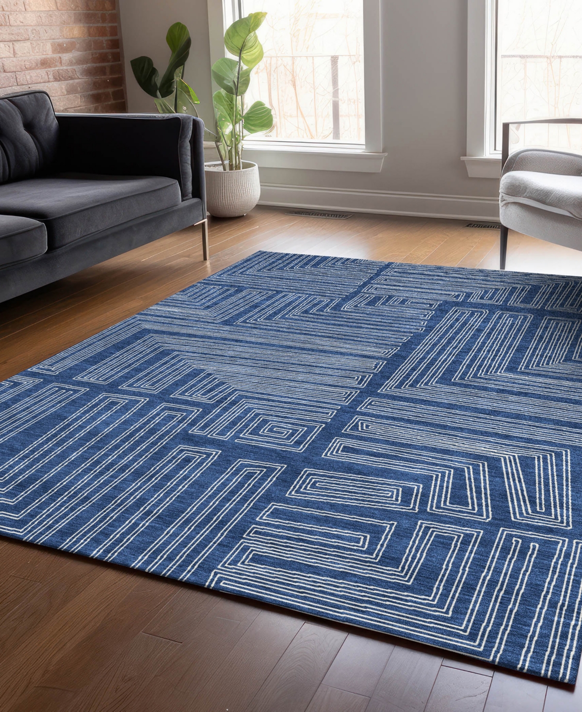 Addison Chantille Machine Washable Acn1045 8'x10' Area Rug In Navy