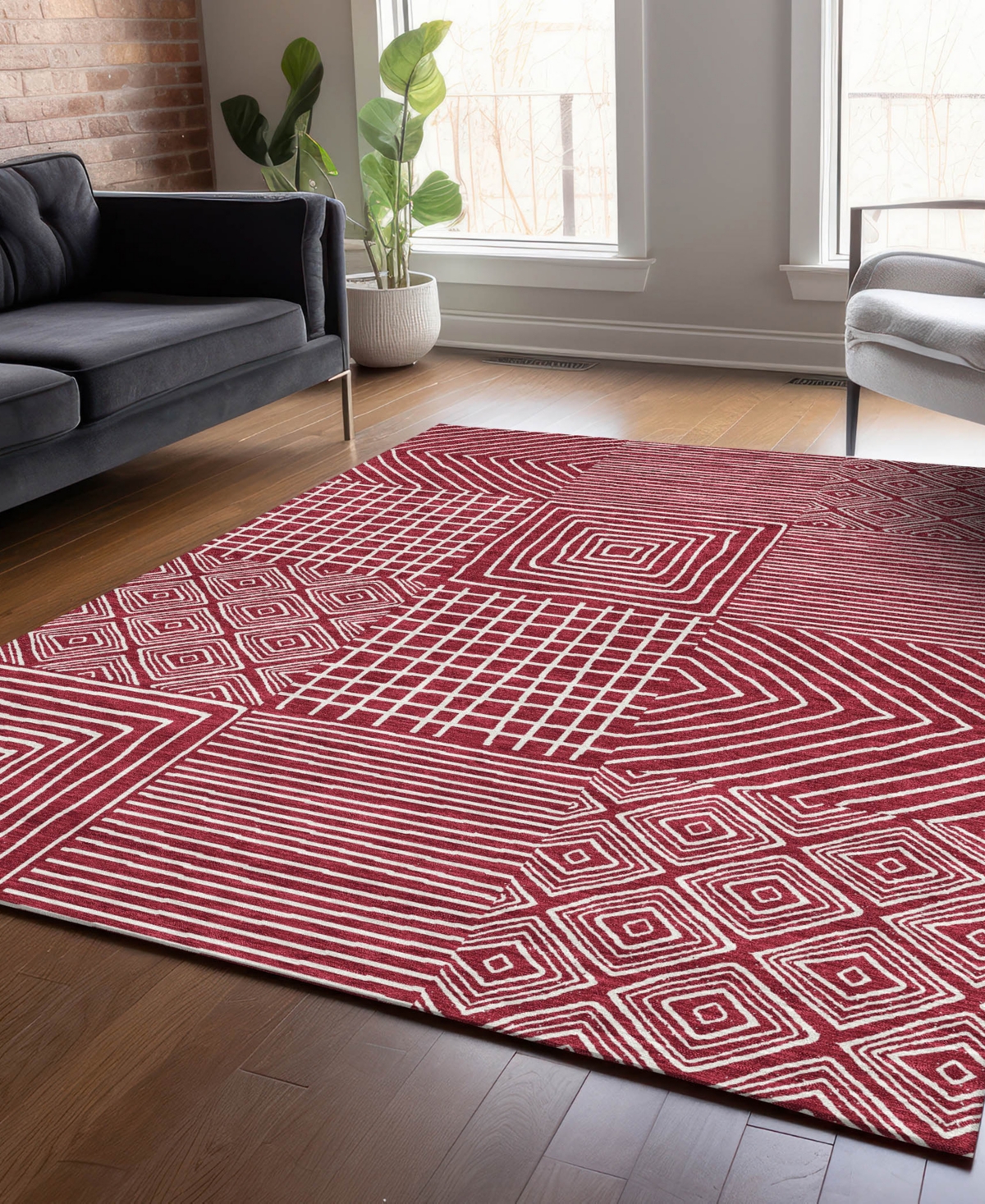 Addison Chantille Machine Washable Acn1044 8'x10' Area Rug In Cranberry