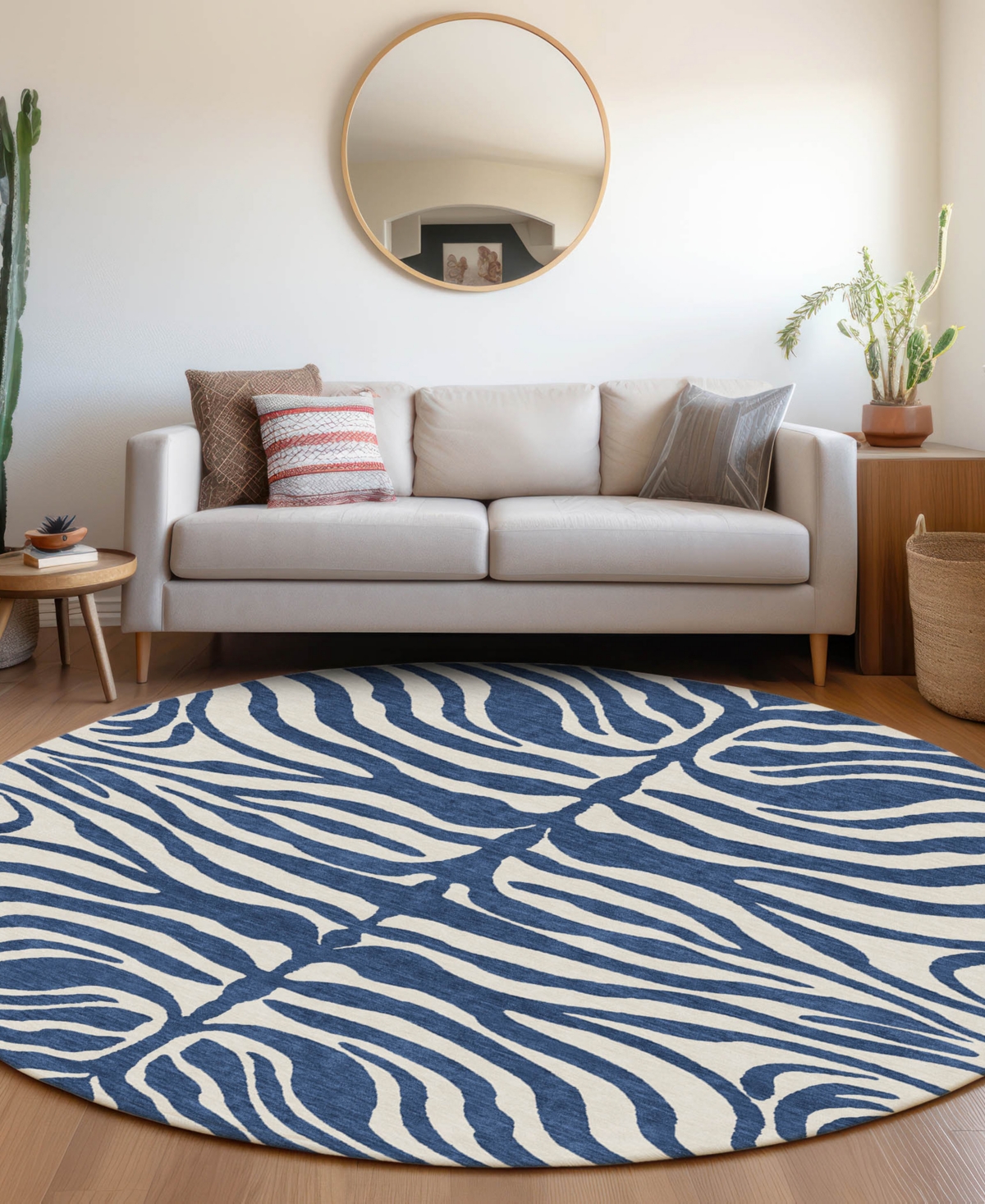 Addison Chantille Machine Washable Acn1042 8'x8' Round Area Rug In Navy