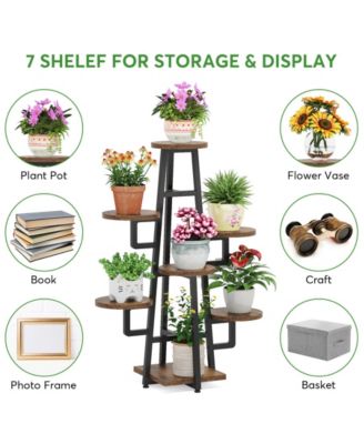 Wooden Corner Plant Pots Holder Rack Flower Stand Shelf Planter Organizer,7 Tier Plant Stand Indoor