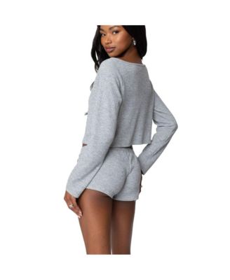 Womens Teddy Waffle Shorts