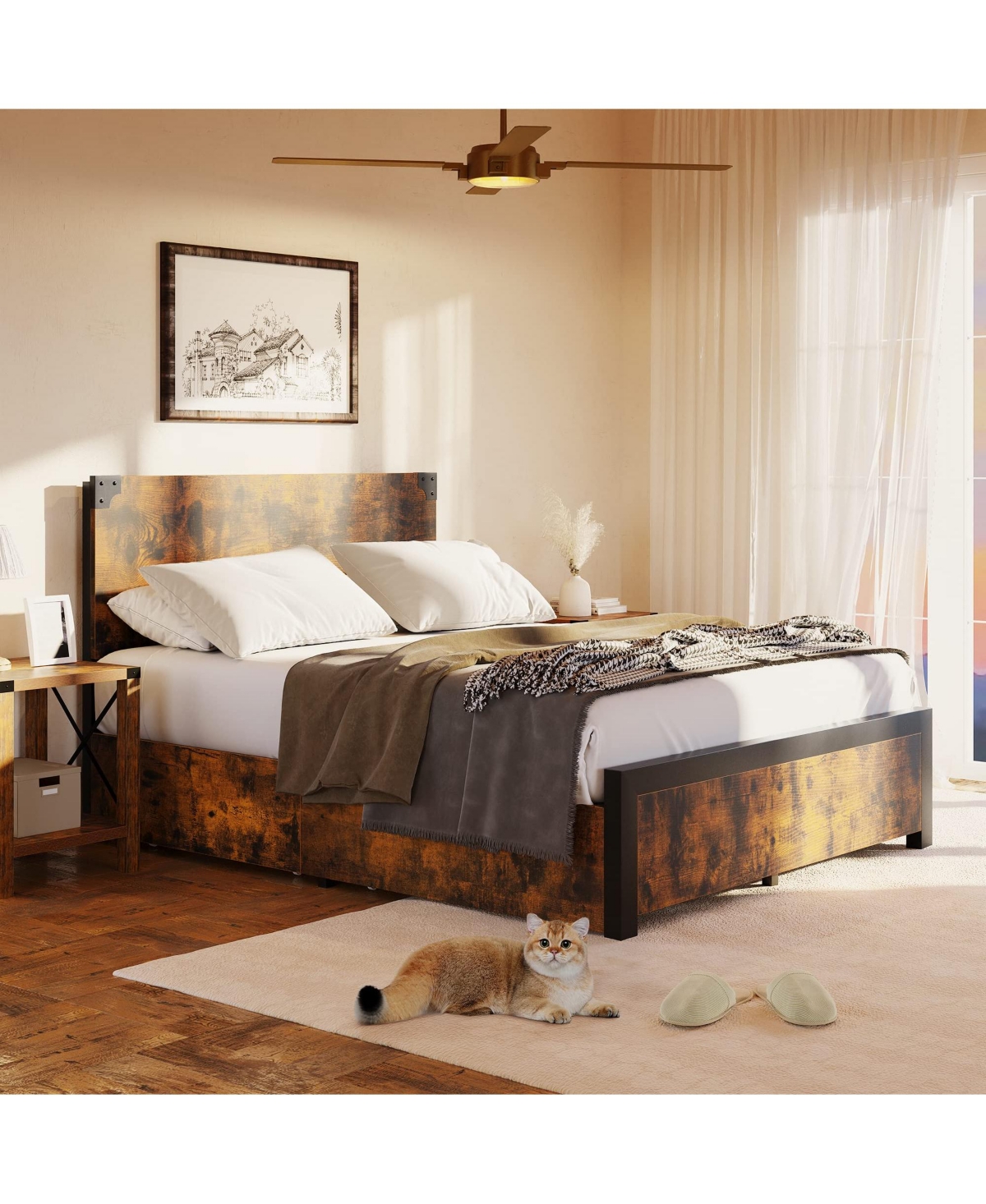 gaomon Bed Frame, Platform Size Bed Frame with Wood Headboard