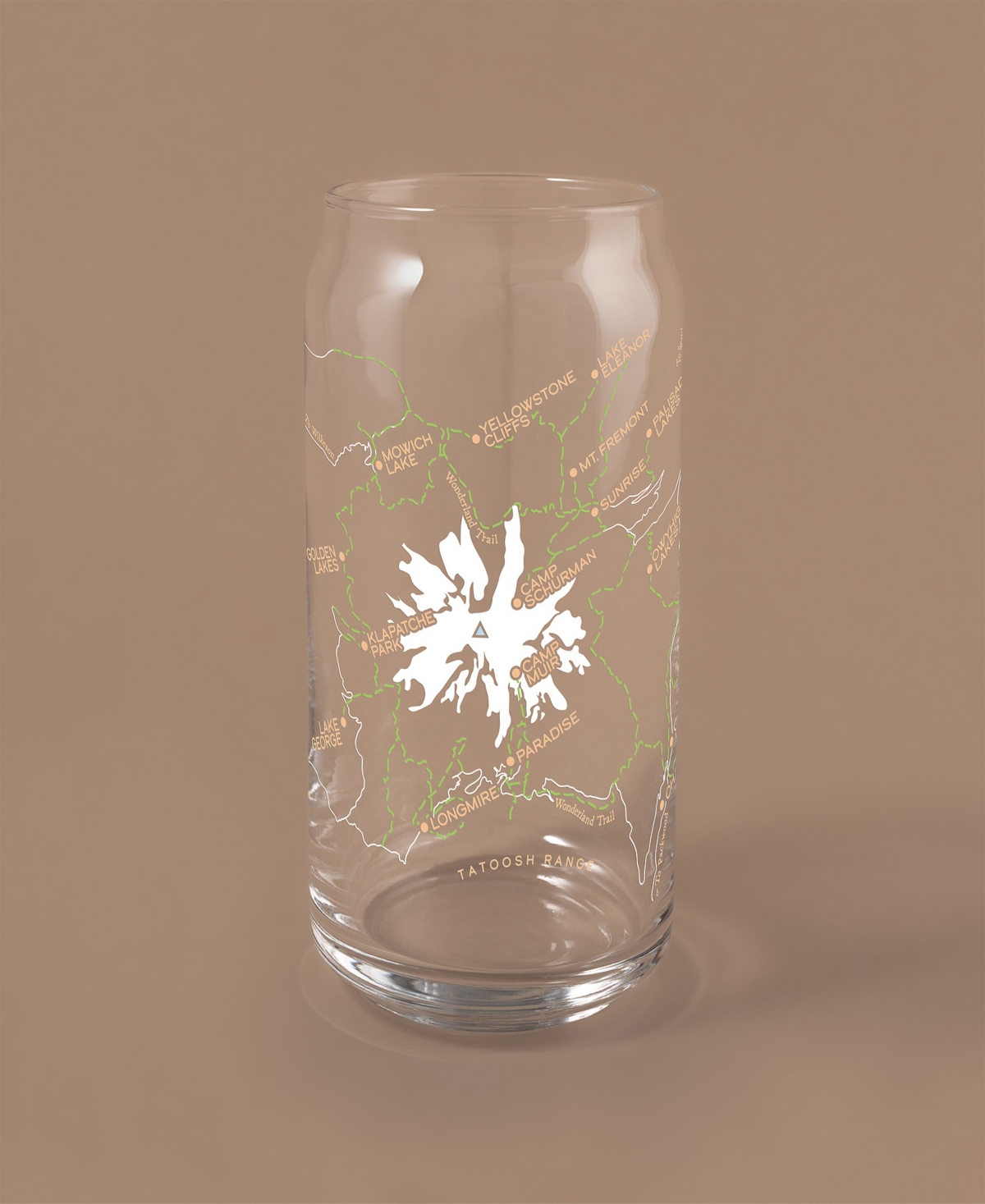 Narbo The Can Mt. Rainier Map Everyday Glassware, Set Of 2 In White