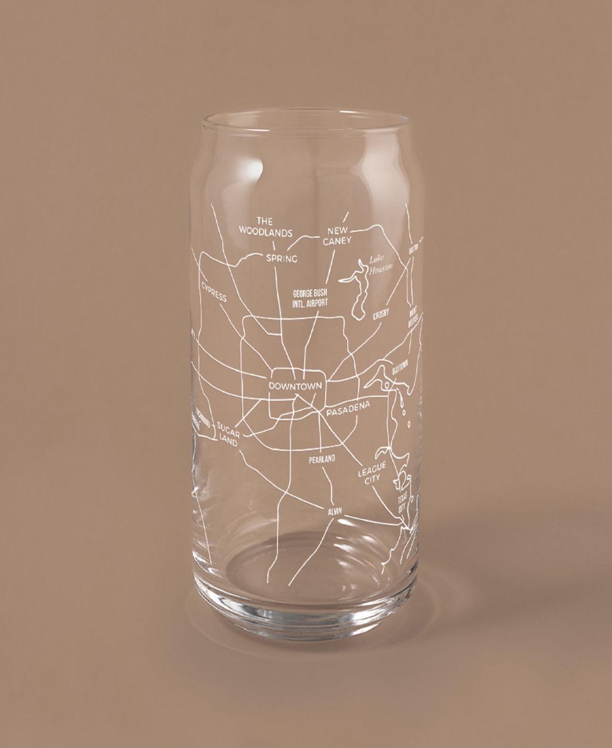 Narbo The Can Houston Map Everyday Glassware, Set Of 2 In White