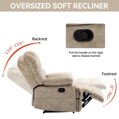 Large Size Recliner Chair In Fabric For Living  Room