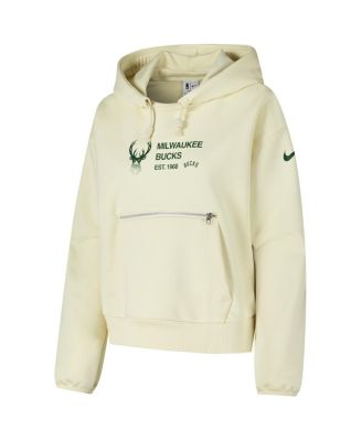 Women's Cream Milwaukee Bucks Courtside Standard Issue Performance Pullover Hoodie
