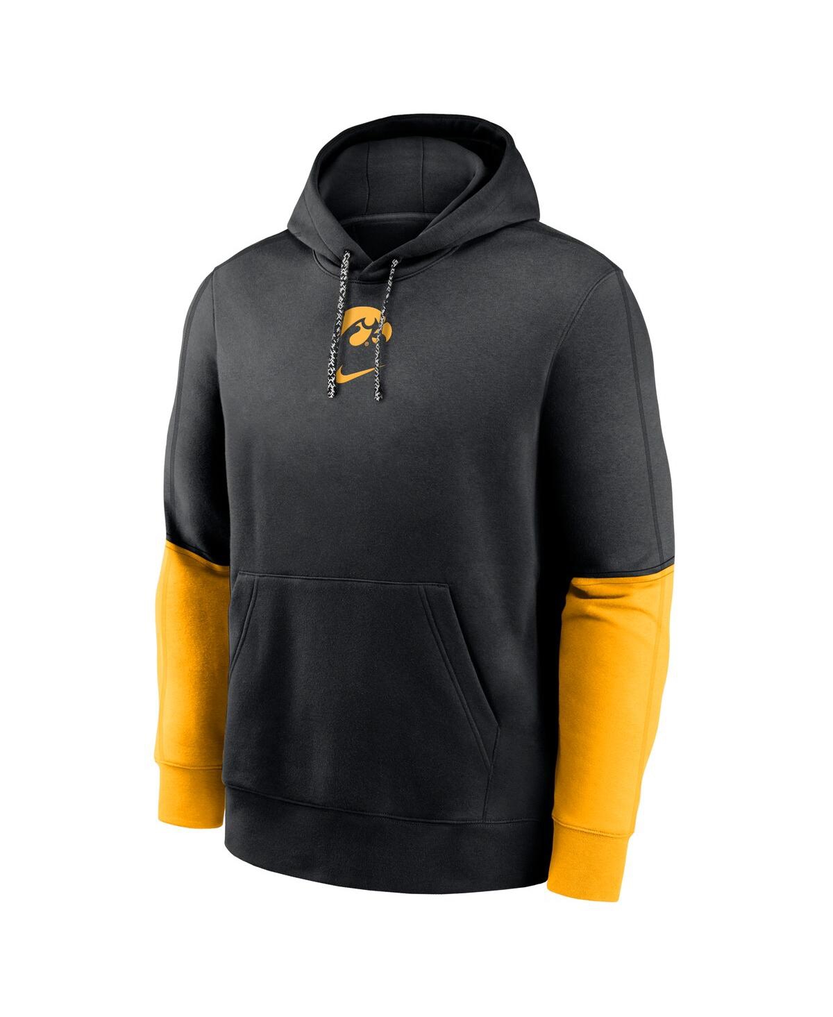 Nike Men'sGold Iowa Hawkeyes 2024 Sideline Club Pullover Hoodie - Black, Gold