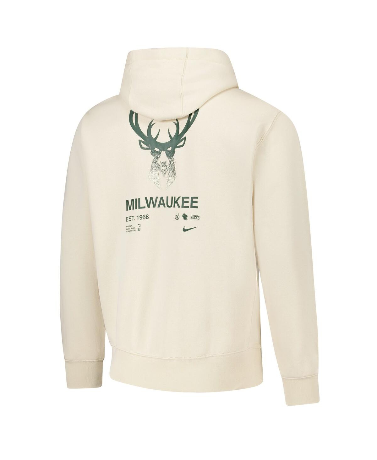 Nike Men'sMilwaukee Bucks Courtside Club Pullover Hoodie - Oatmeal