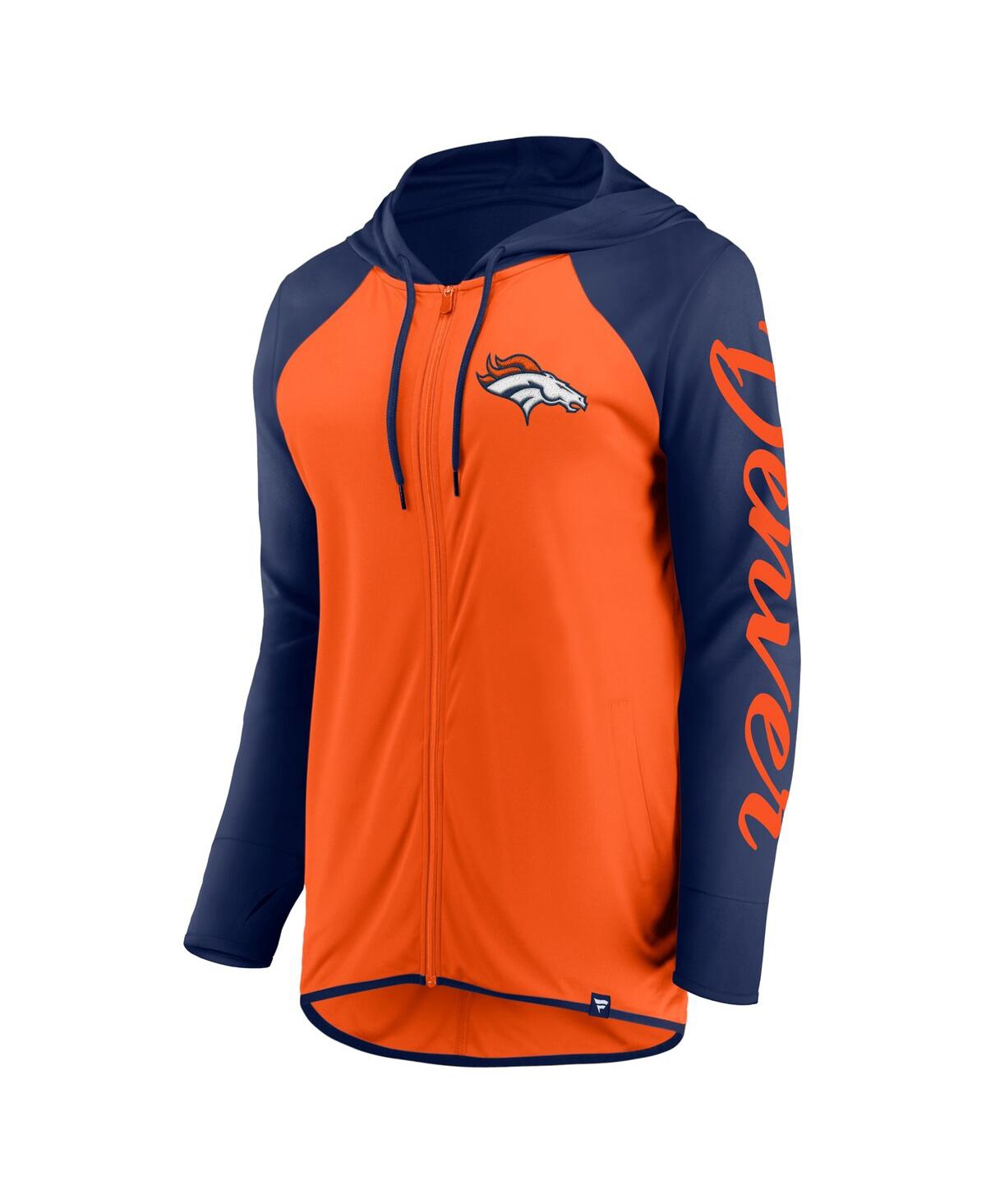 FANATICS WOMEN'S ORANGE/NAVY DENVER BRONCOS SCRIPT FULL-ZIP HOODIE 