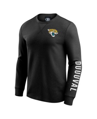 Men's Black Jacksonville Jaguars Washed Waffle-Knit Long Sleeve T-Shirt