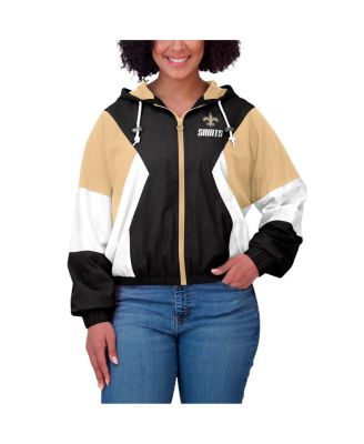 Women's Black New Orleans Saints Color Block Full-zip Windbreaker Jacket