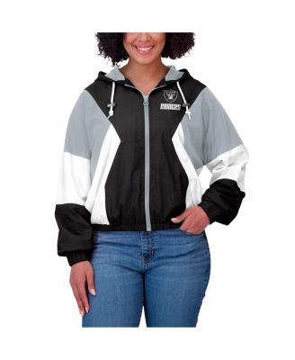 Women's Las Vegas Raiders Plus Size Color Block Full-zip Windbreaker Jacket