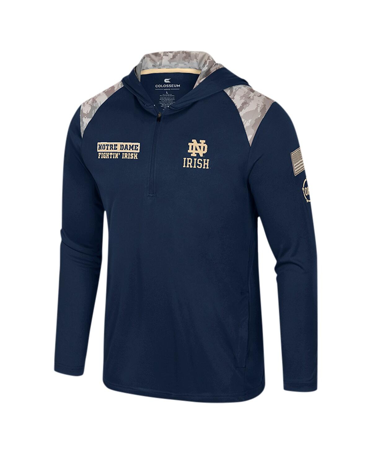 Colosseum Men's Navy Notre Dame Fighting Irish Oht Military Appreciation Quarter-zip Hoodie Jacket In Navy,camo