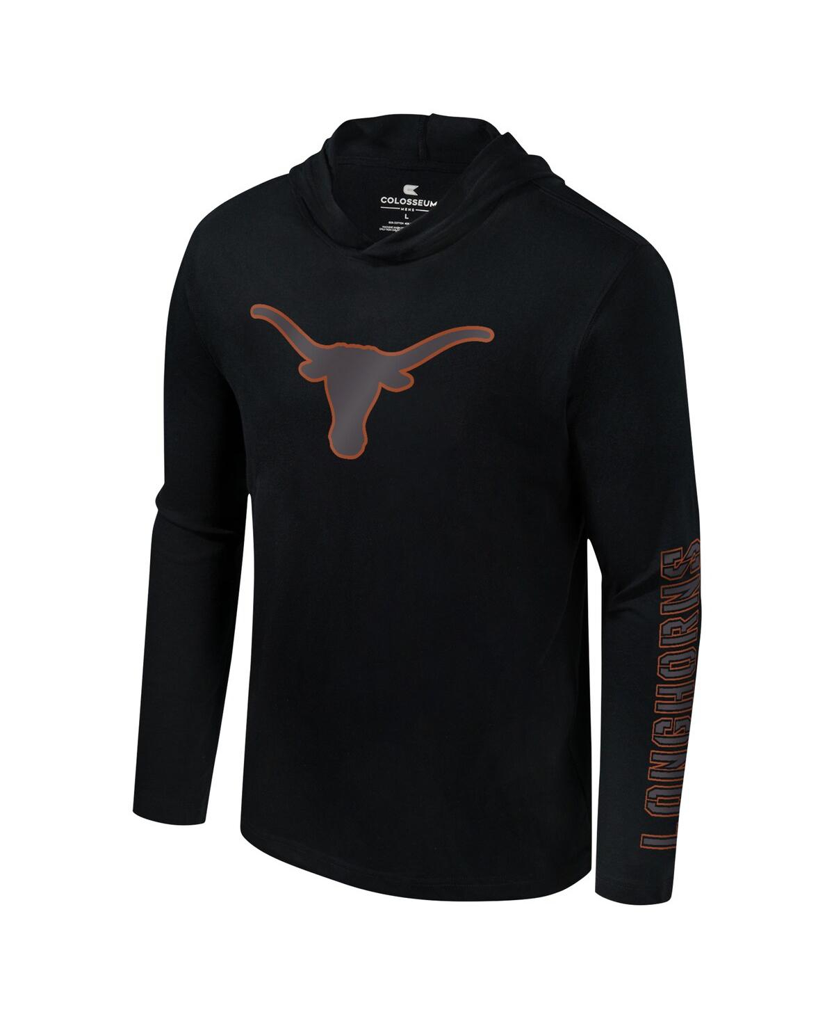 Colosseum Men's Black Texas Longhorns Color Pop Active Blend 2-hit Long Sleeve Hooded T-shirt In Black