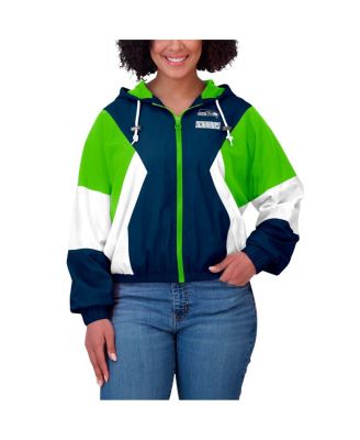 Women's College Seattle Seahawks Plus Size Color Block Full-Zip Windbreaker Jacket