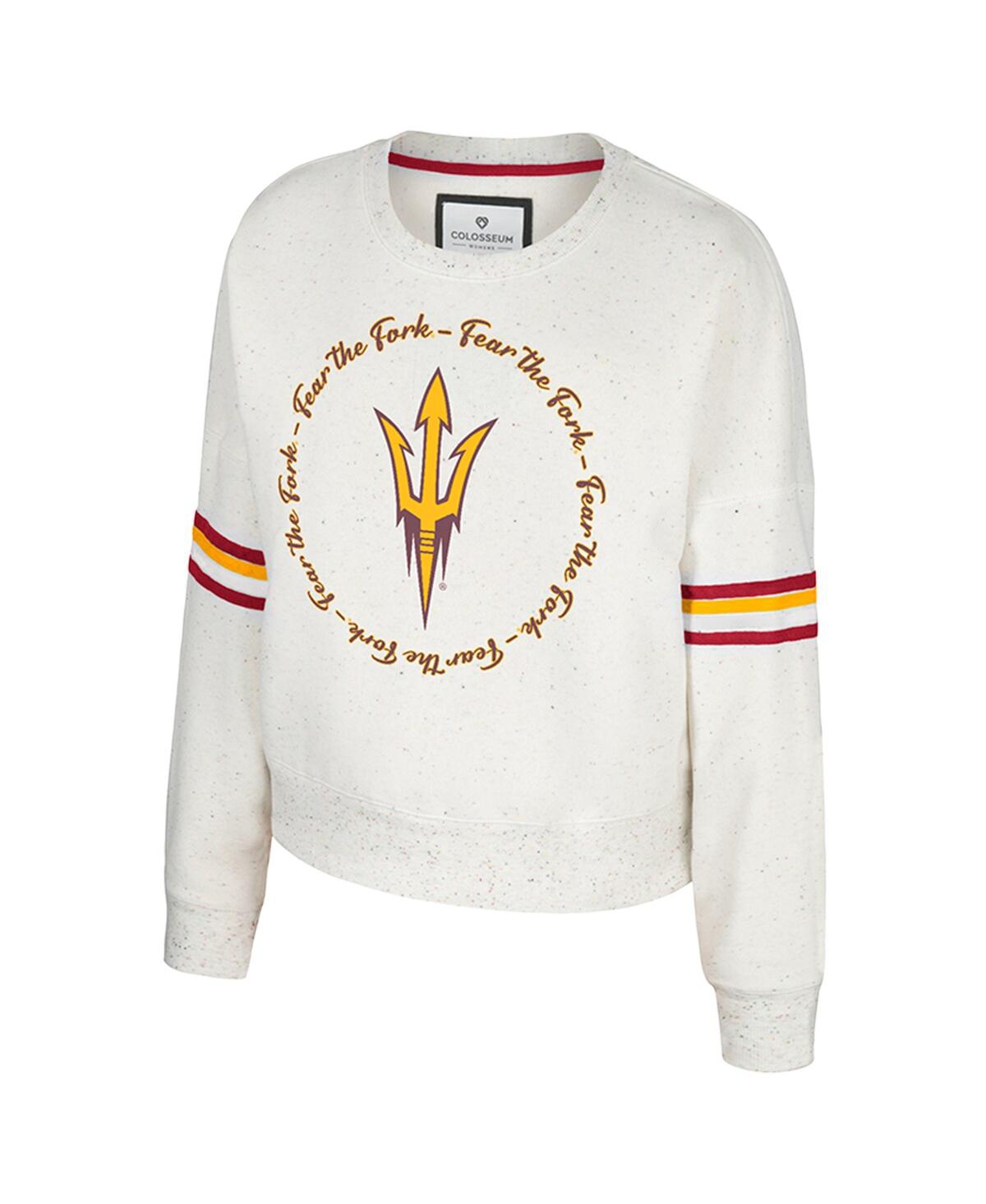 Colosseum Women'sArizona State Sun Devils Novelist Speckle Fleece Pullover Sweatshirt - Natural