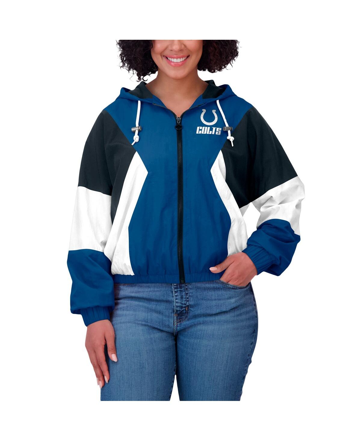 Wear By Erin Andrews Women's Blue Indianapolis Colts Color Block Full-zip Windbreaker Jacket In Blue