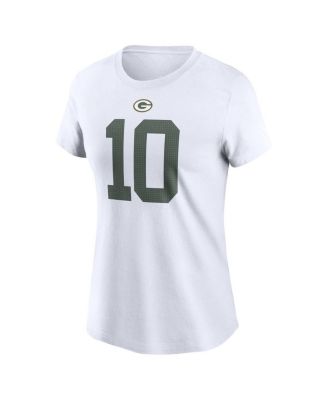 Women's Love White Green Bay Packers Player Name Number T-Shirt