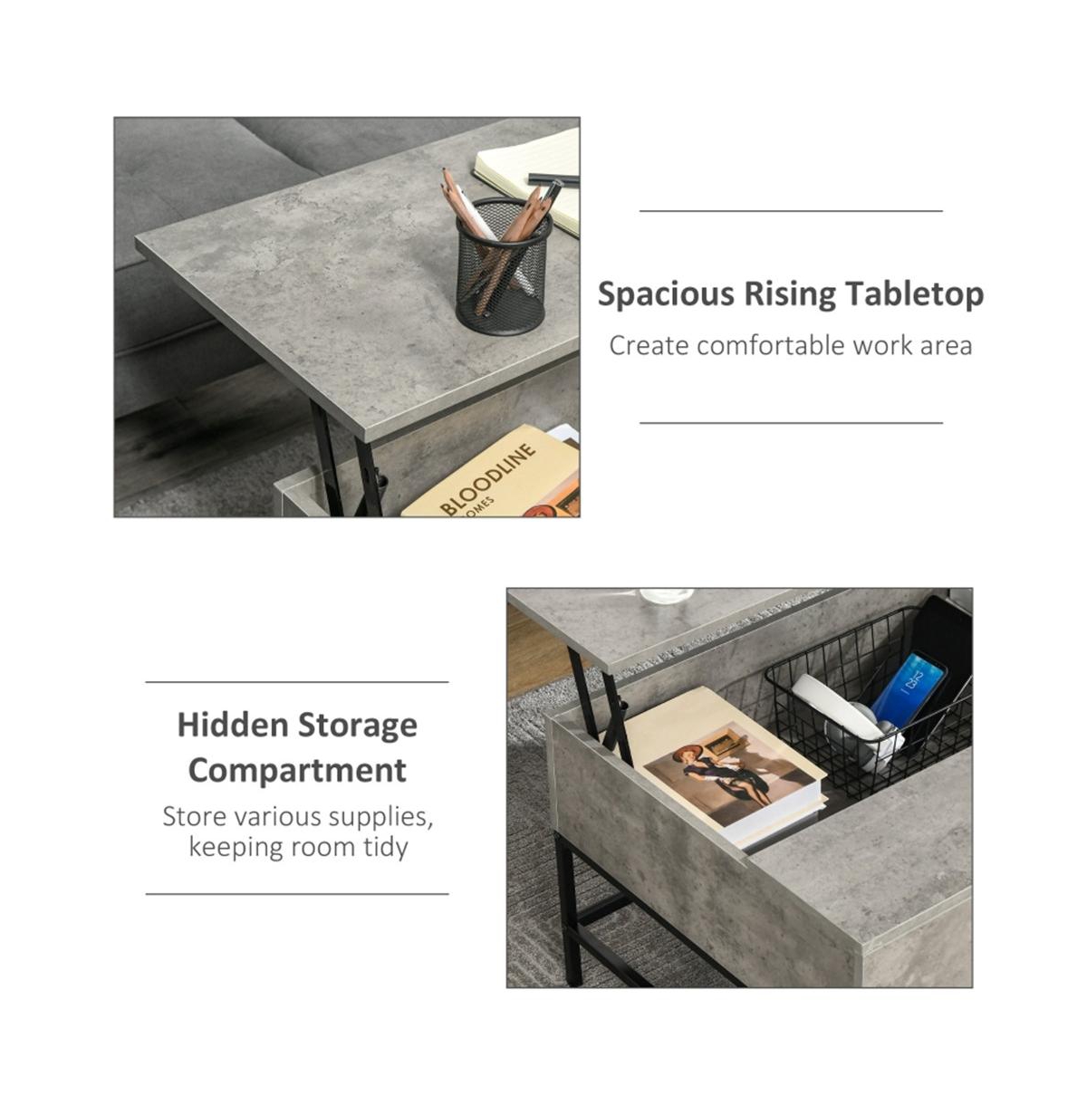 Slickblue Top Coffee Table with Modern Design,Finish - Grey