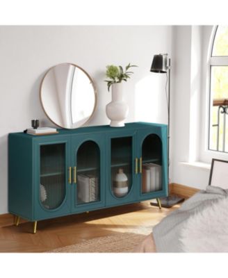 Wood TV Stand for 65"+ TVs Media Console with Storage Cabinet and Adjustable Shelves for Living Room and Bedroom