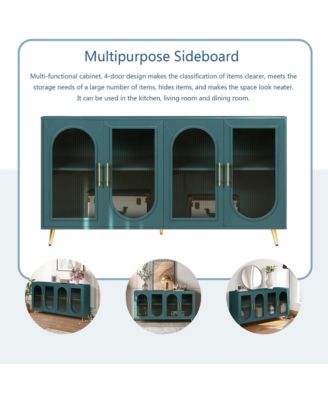 Wood TV Stand for 65"+ TVs Media Console with Storage Cabinet and Adjustable Shelves for Living Room and Bedroom