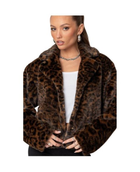 Женские куртки Edikted Lady Leopard Faux Fur Jacket