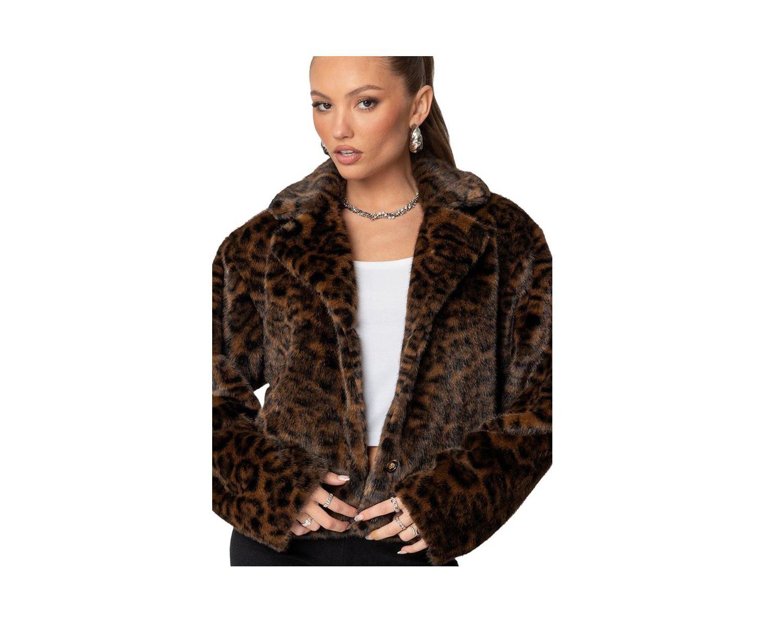 Women's Lady Leopard Faux Fur Jacket
