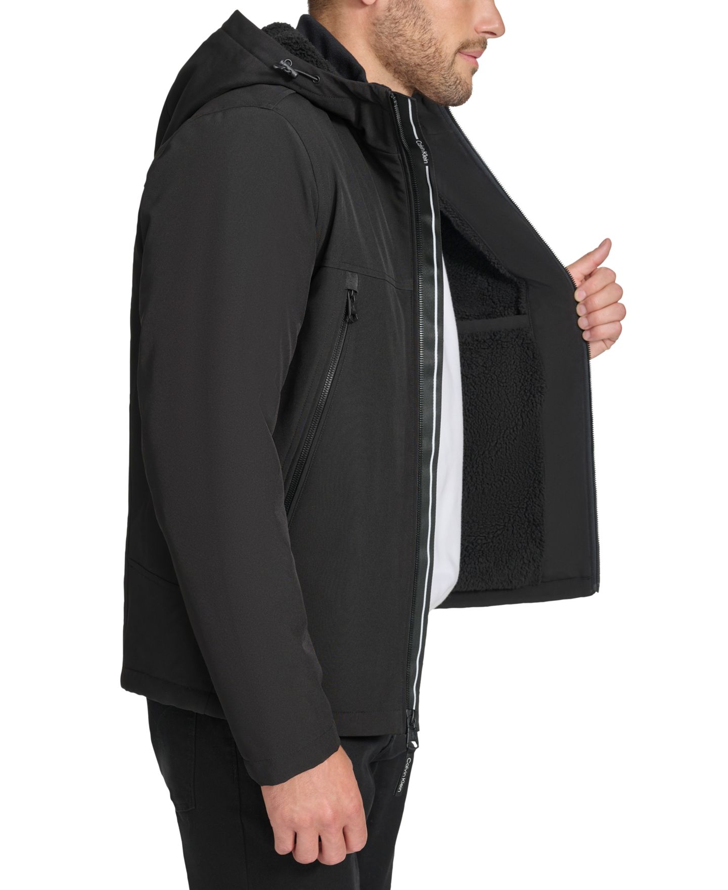 Мужская куртка Calvin Klein Sherpa Lined Infinite Stretch Soft Shell, цвет: Чёрный — фото 5