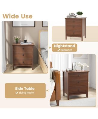 Set of 2 3-Drawer Nightstands Wooden Bedside Table Modern Side End Table
