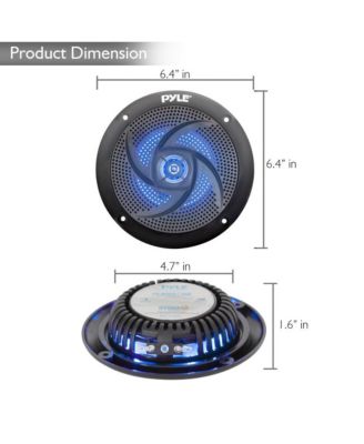 5.25" Waterproof Marine LED Speakers - Low Profile, 2-Way, 180W (PLMRS53BL), Blue LED