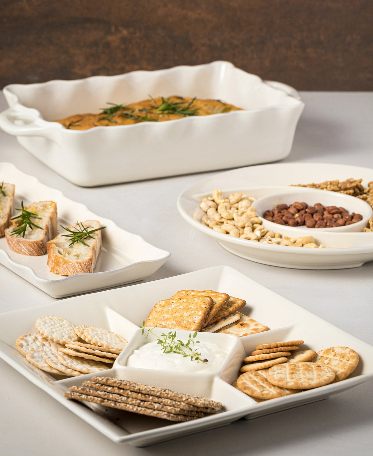 Casafina By Costa Nova Casafina Cook & Host Rectangular Tray In White