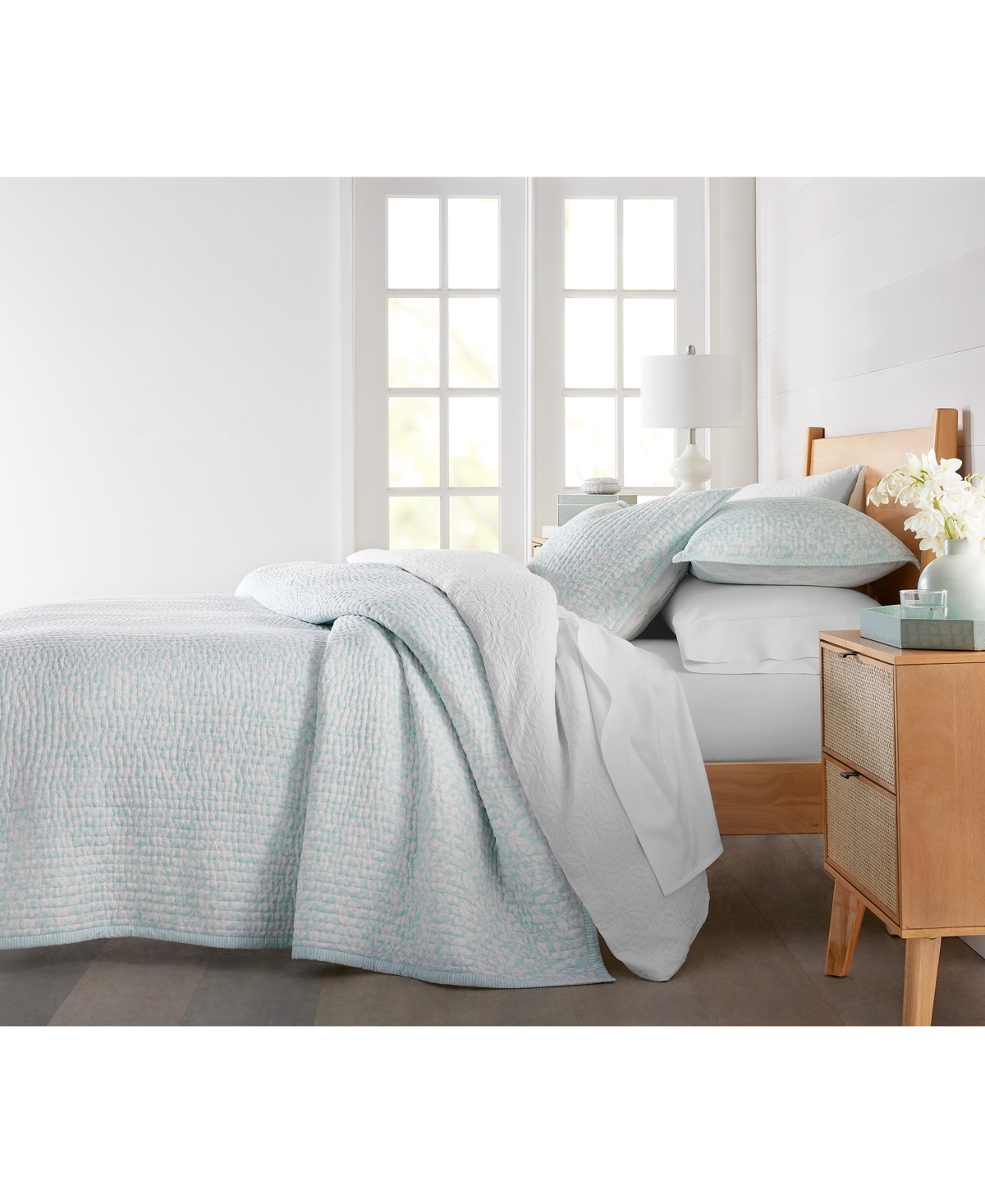 Charter Club Leaf Silhouette 3-pc. Quilt Set, Full/queen, Exclusively At Macy's In Blue