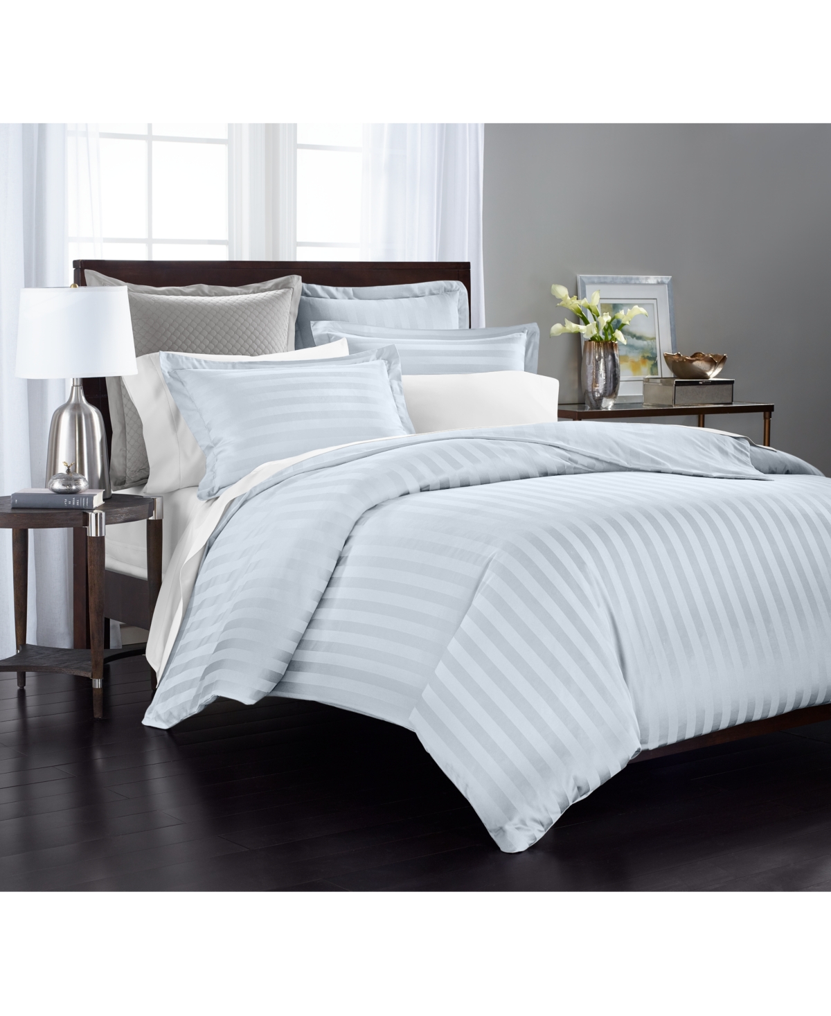 Charter Club 1.5" Stripe 550 Thread Count 100% Cotton 2-pc. Duvet Cover Set, Twin, Exclusively At Macy's