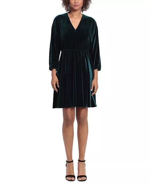women's dolman-sleeve velvet fit & flare dress