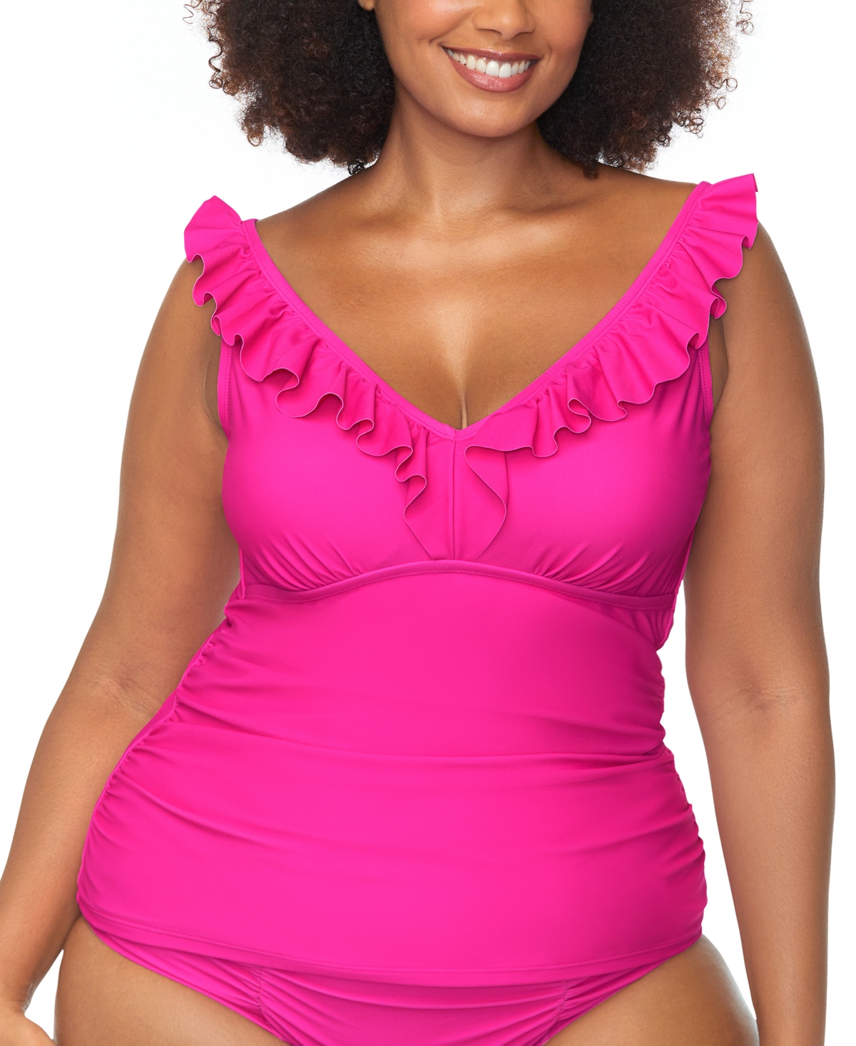 Trendy Plus Andressa Ruffle-Trim Tankini - Pink