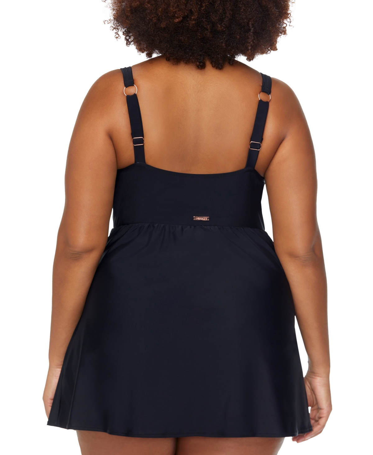 Raisins Curve Trendy Plus Size Calabria Side-tie Swimdress In Black