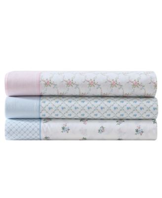 Harperette Printed Hem 200-Thread Count Cotton Percale 4 -Pc. Sheet Set, Full