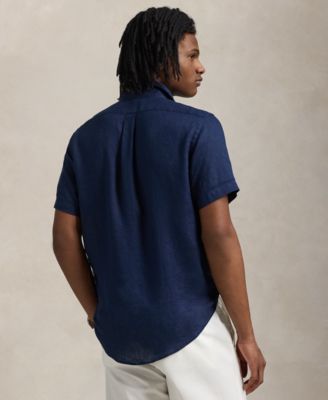 Men's Short-Sleeve Linen Button-Up