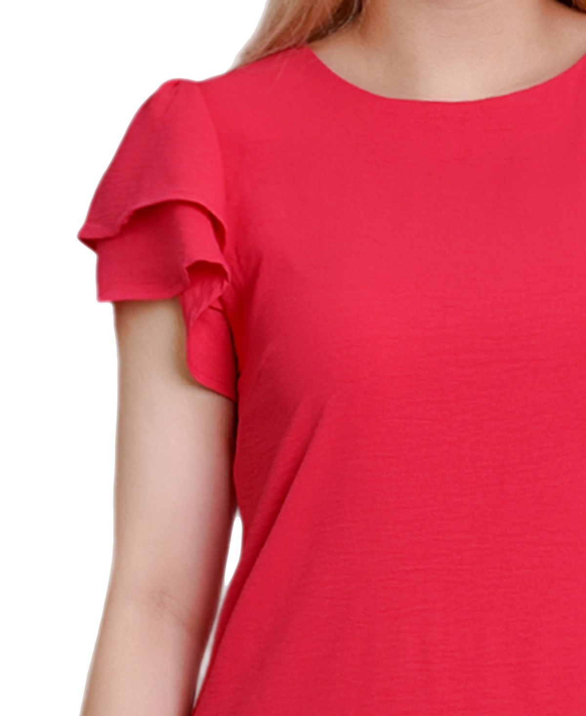 Ny Collection Women's Double Layer Flutter Sleeve Dress In Raspberry
