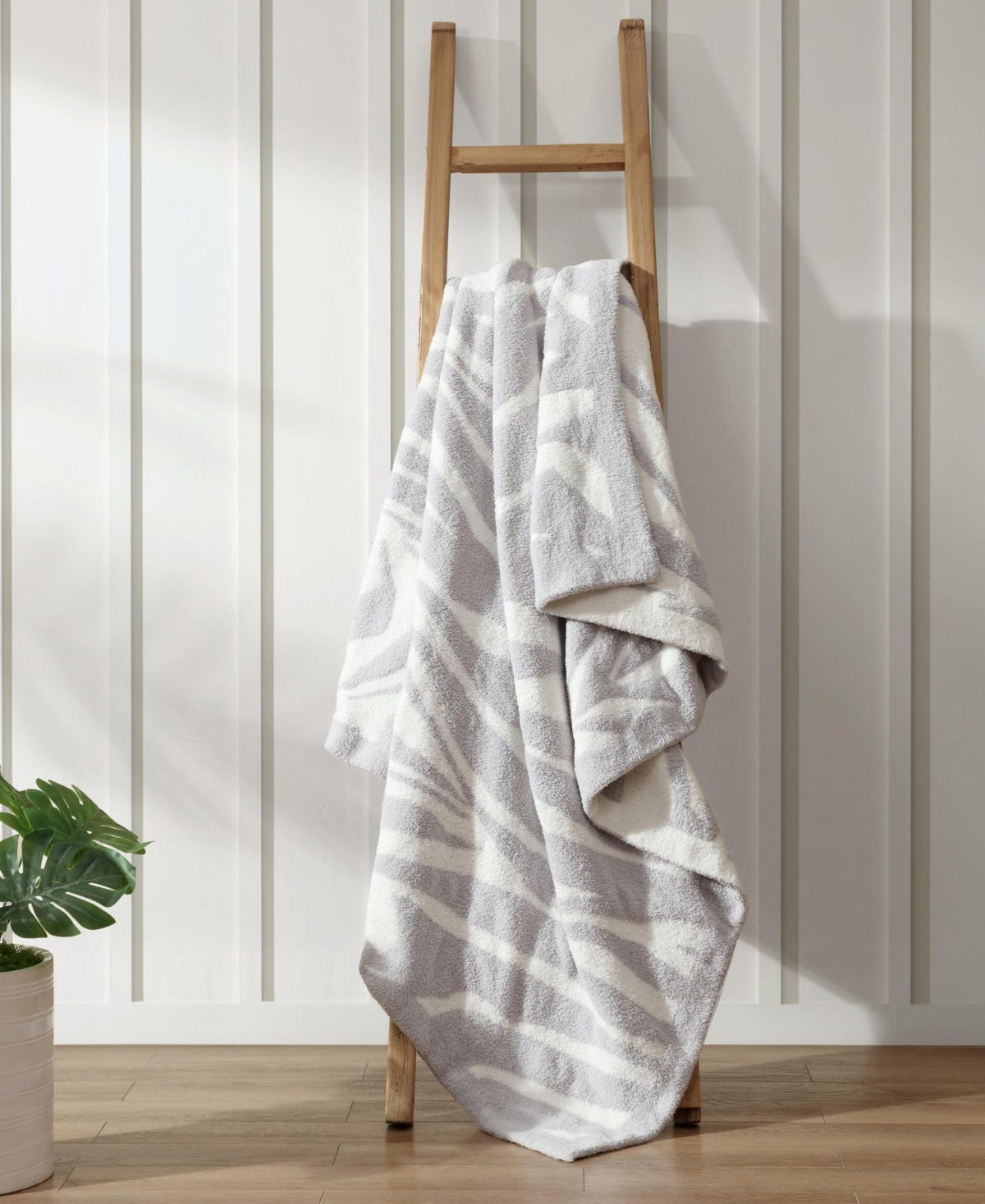 Tommy Bahama Home Closeout!  Jungle Zebra Knit Throw, 70" X 50" In Grey