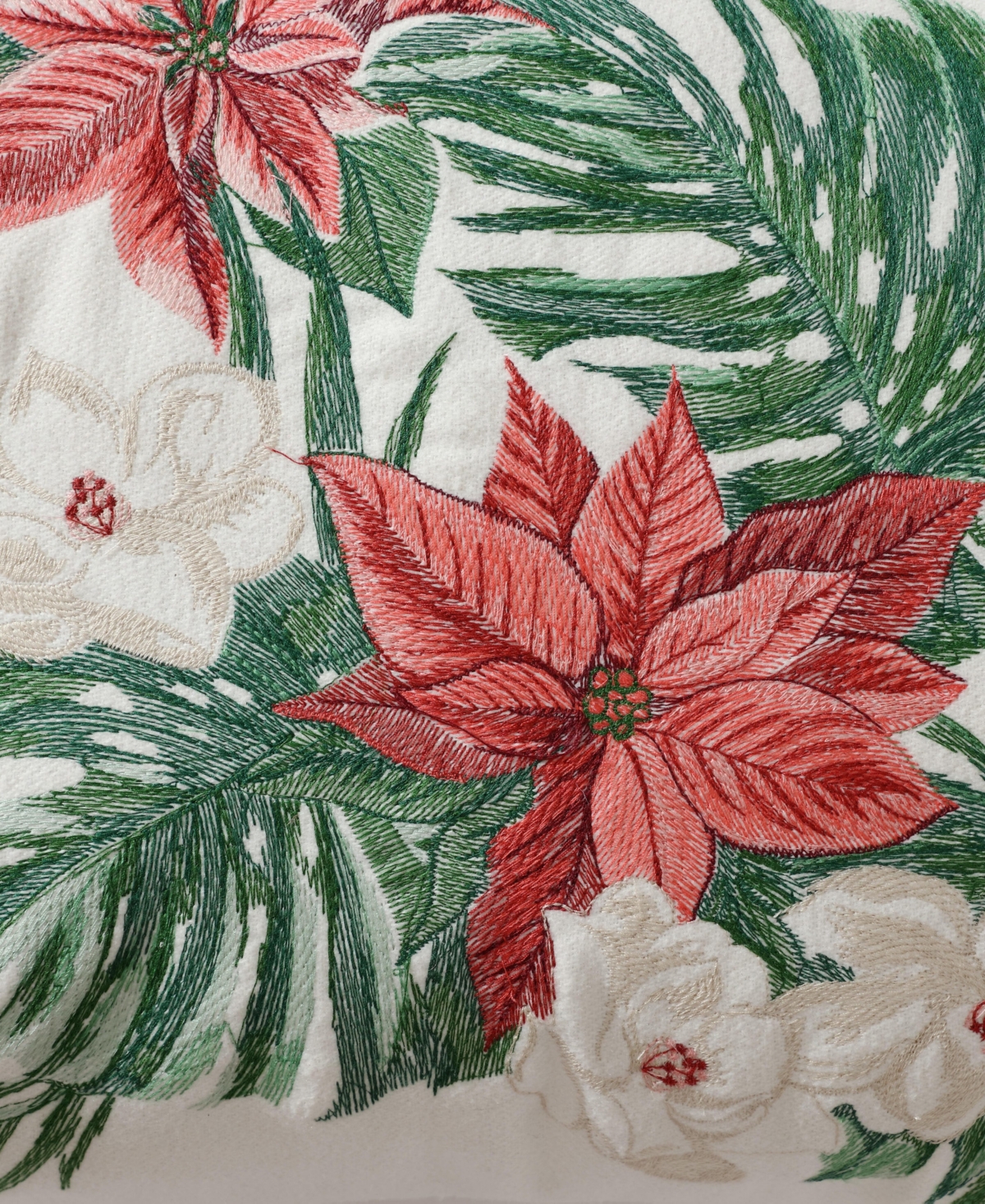 Tommy Bahama Home Festive Palms Felt Decorative Pillow, 15" X 20" In Ivory,red,green