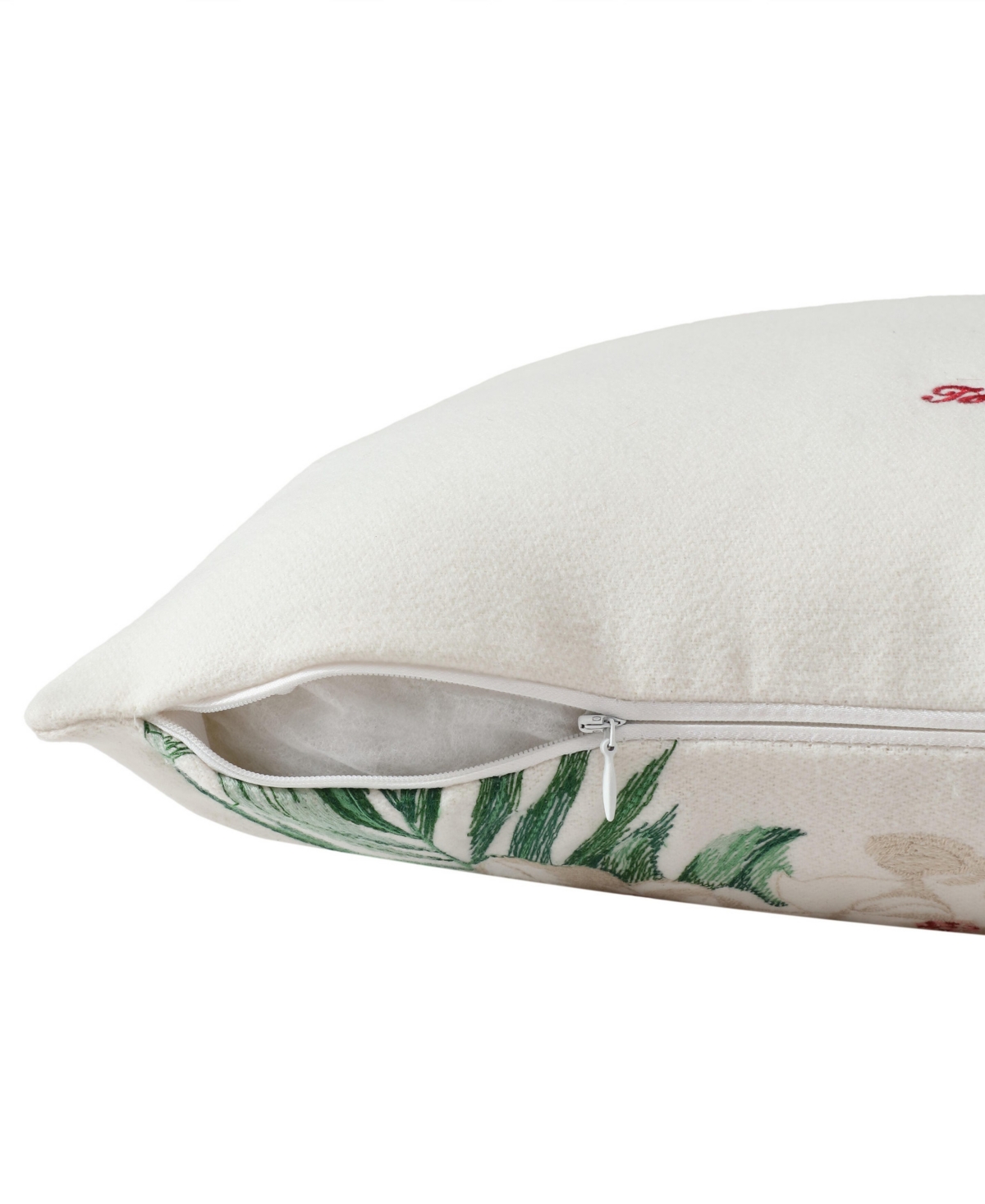 Tommy Bahama Home Festive Palms Felt Decorative Pillow, 15" X 20" In Ivory,red,green