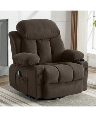 Swinging Recliner Massage Heated Sofa with USB and 2 Cup Holders