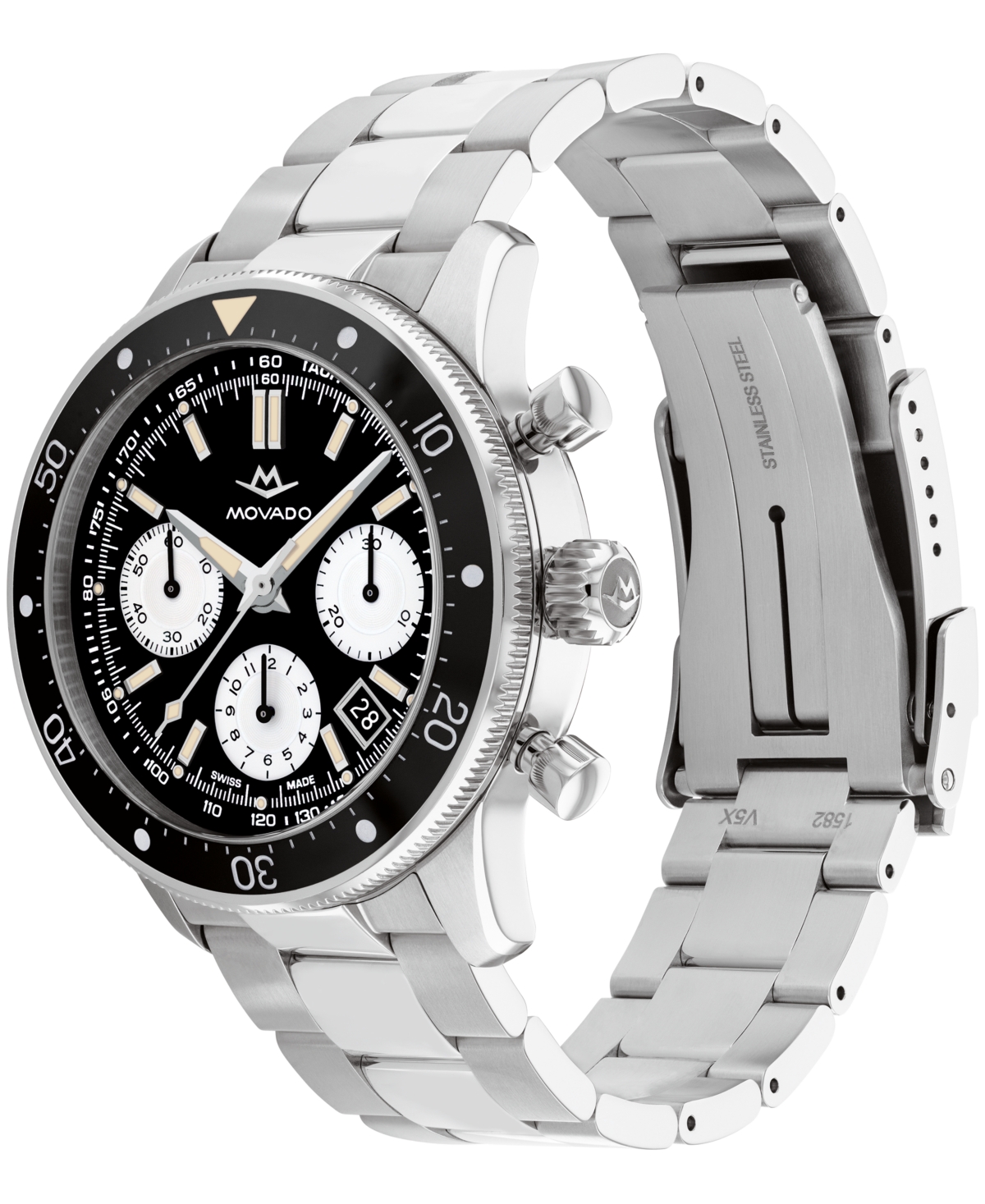 Movado Men's Super Sub Sea Alta Swiss Automatic-chronograph Dura Steel 904l Watch, 43mm In Silver-tone