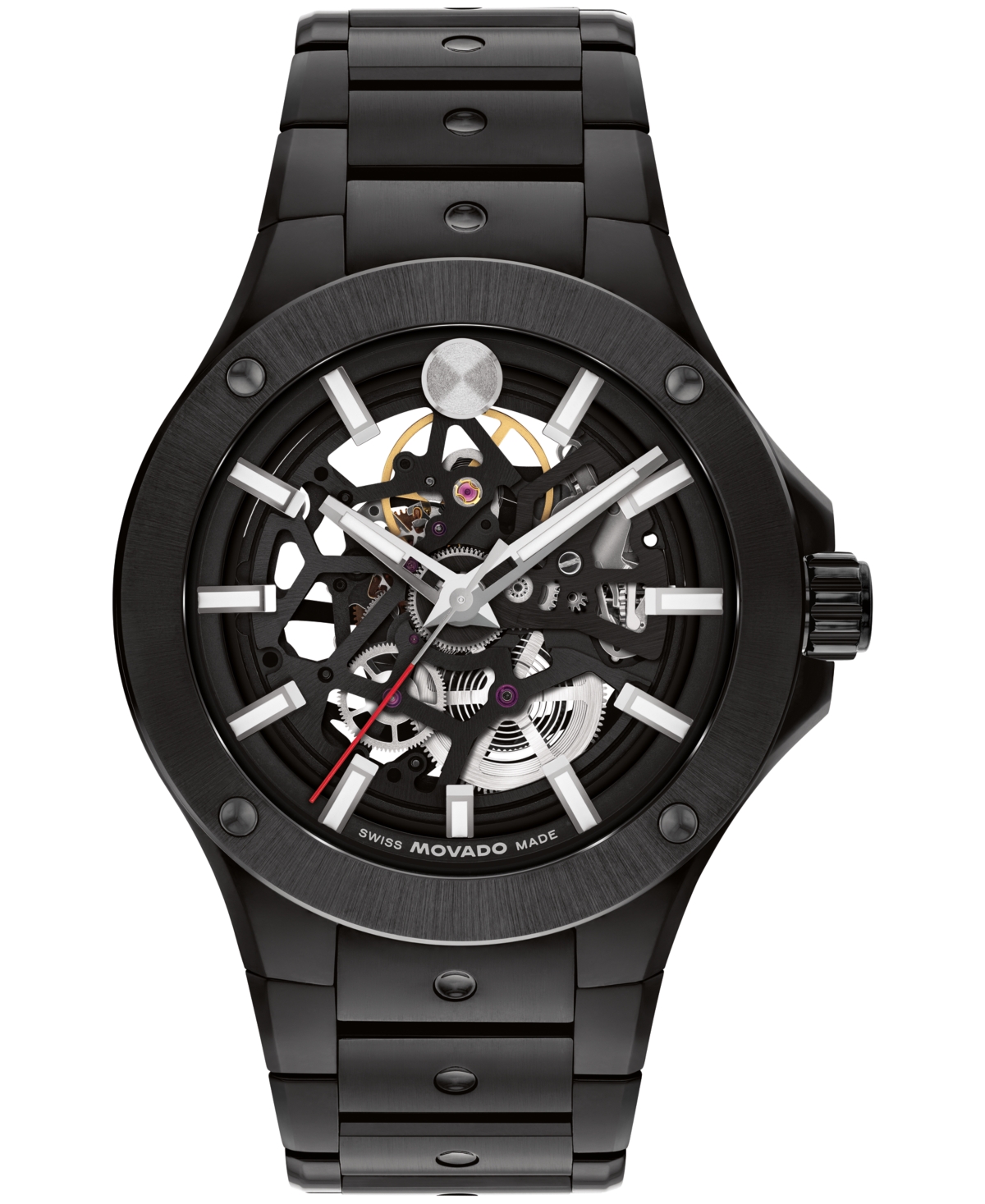 Movado Men's Alta S.e. Skeleton Swiss Automatic Black Pvd Watch, 43.50mm In Black