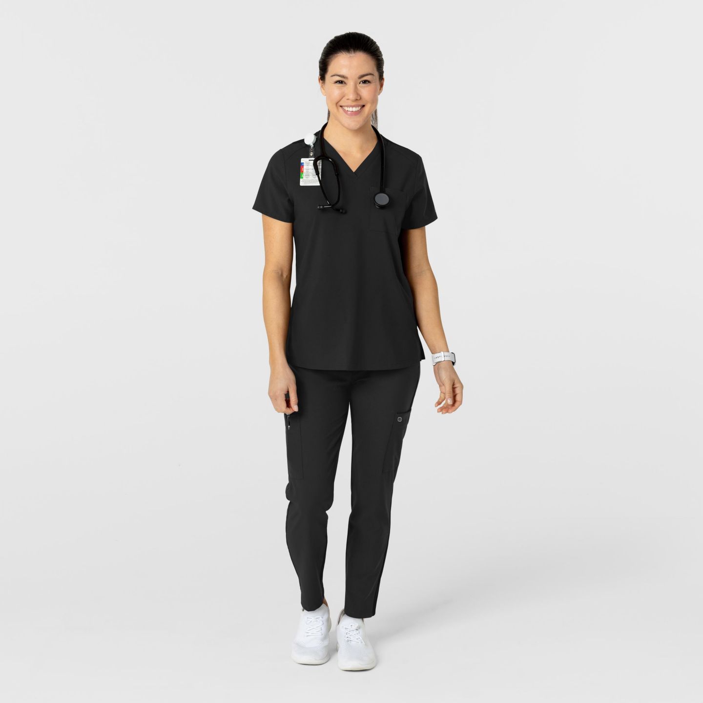 Женские брюки Wink W123 Flex-n-Reach Track Scrub Pant Regular, цвет: Чёрный — фото 2