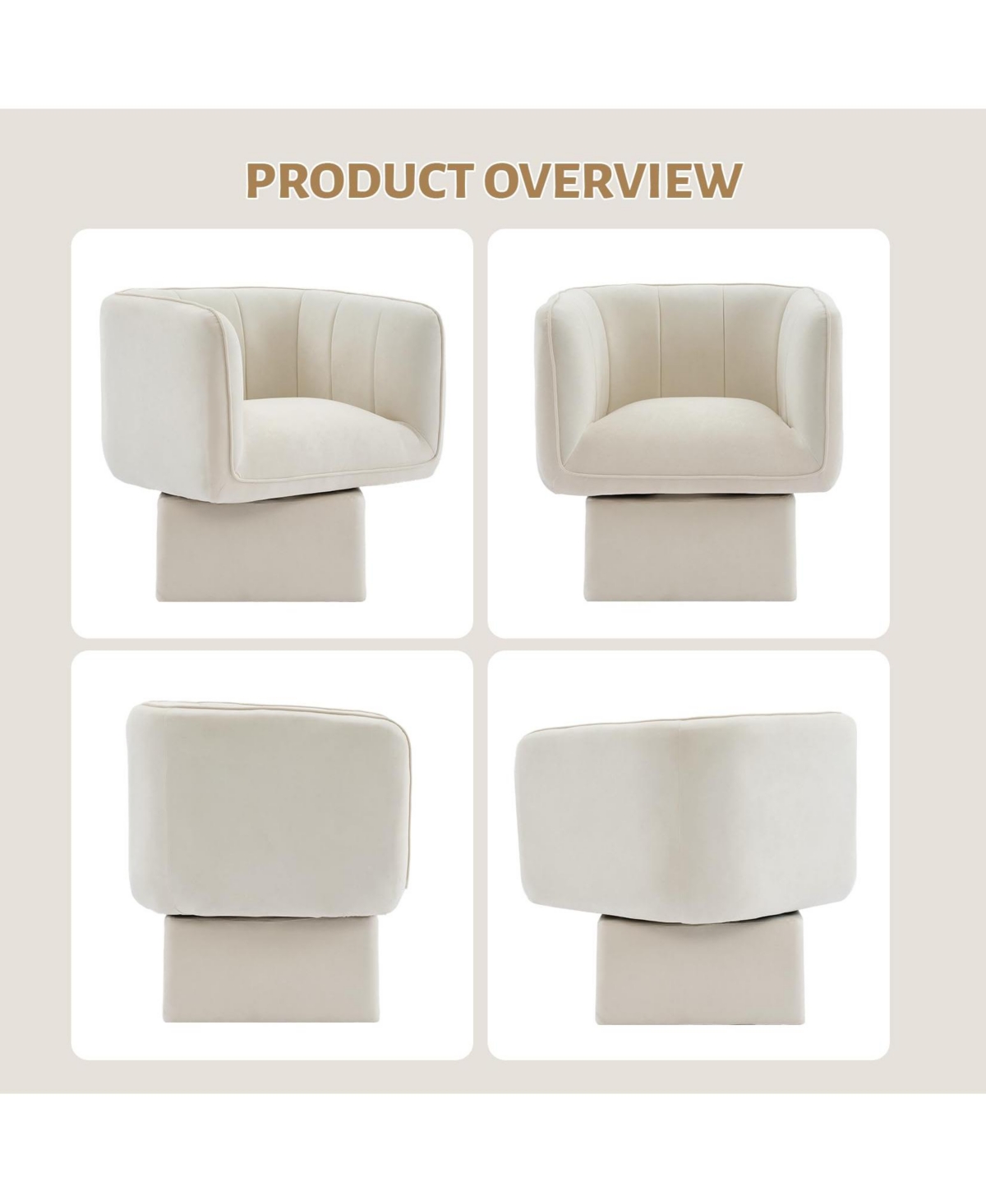 gaomon Swivel Accent Chair, Mid-Century 360° Round Armchair for Bedroom, Living Room, Office & Waiting Room