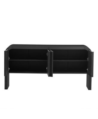 Striped Storage Cabinet with 4 Doors , Adjustable, Suitable for Study,Entrance and Living Room