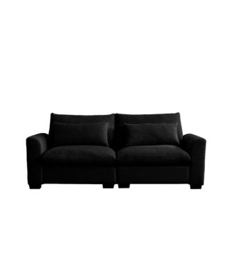 Modern Sofa 2 Seater Corduroy Fabric Sofa with Armrests for Apartment Living Room, Black